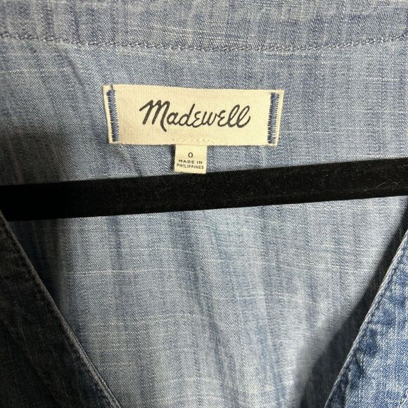 Madewell Denim Shirt Dress Mini Daylily Blue Short Sleeves Size 0 - Picture 6 of 8